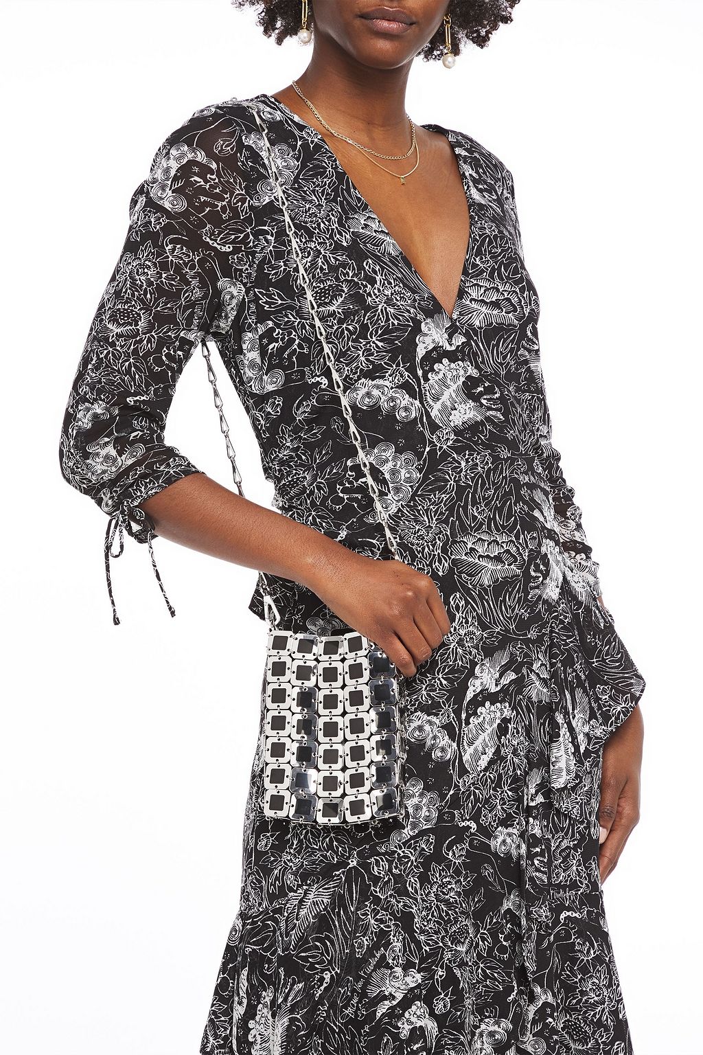 RABANNE Embellished faux leather shoulder bag