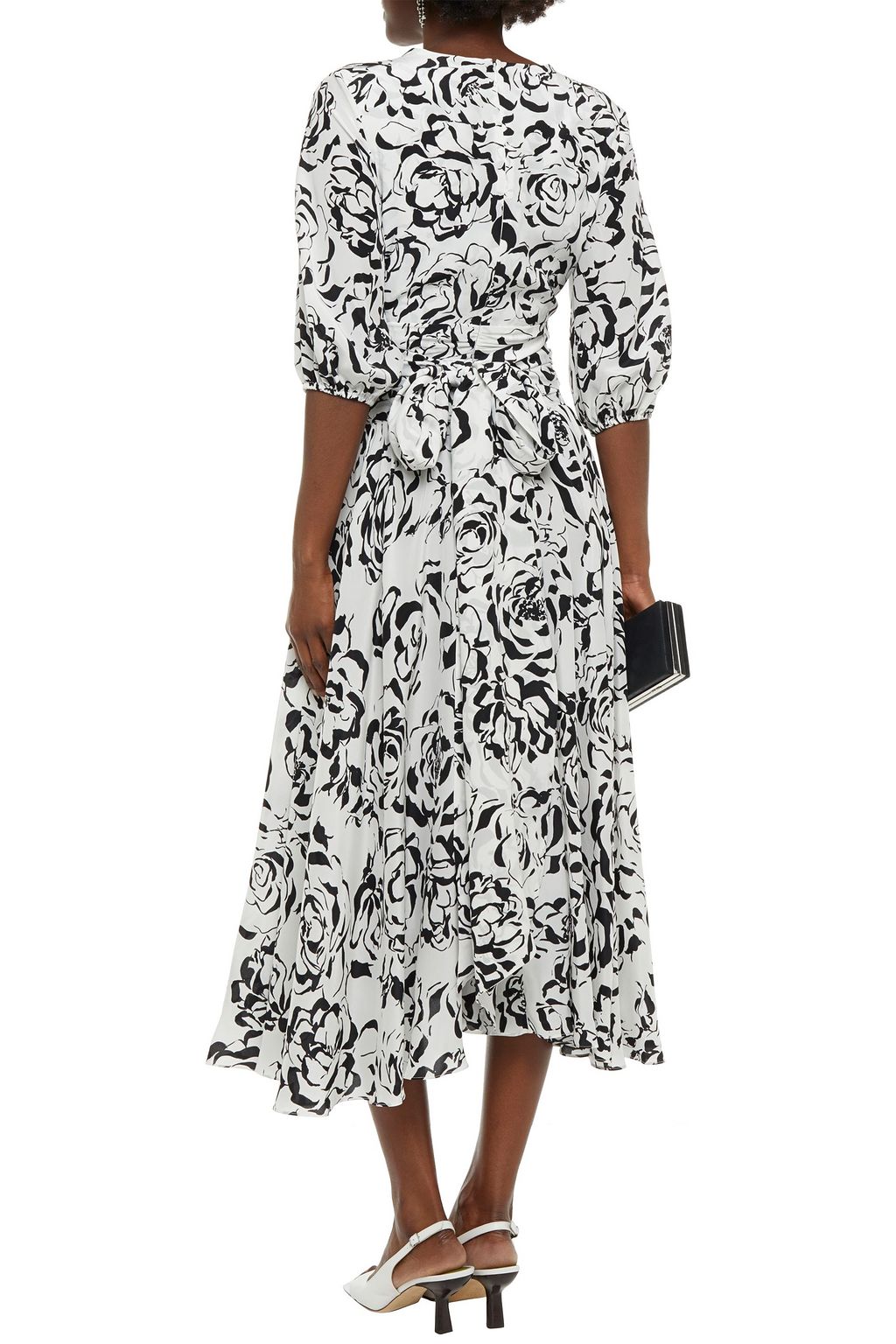 ALEXANDRE VAUTHIER Gathered printed silk crepe de chine midi dress