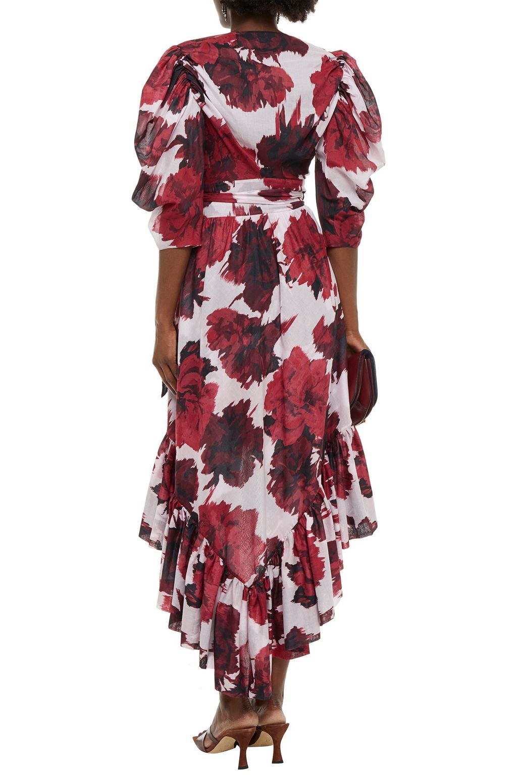 ALEXANDRE VAUTHIER Asymmetric gathered printed cotton-gauze wrap dress