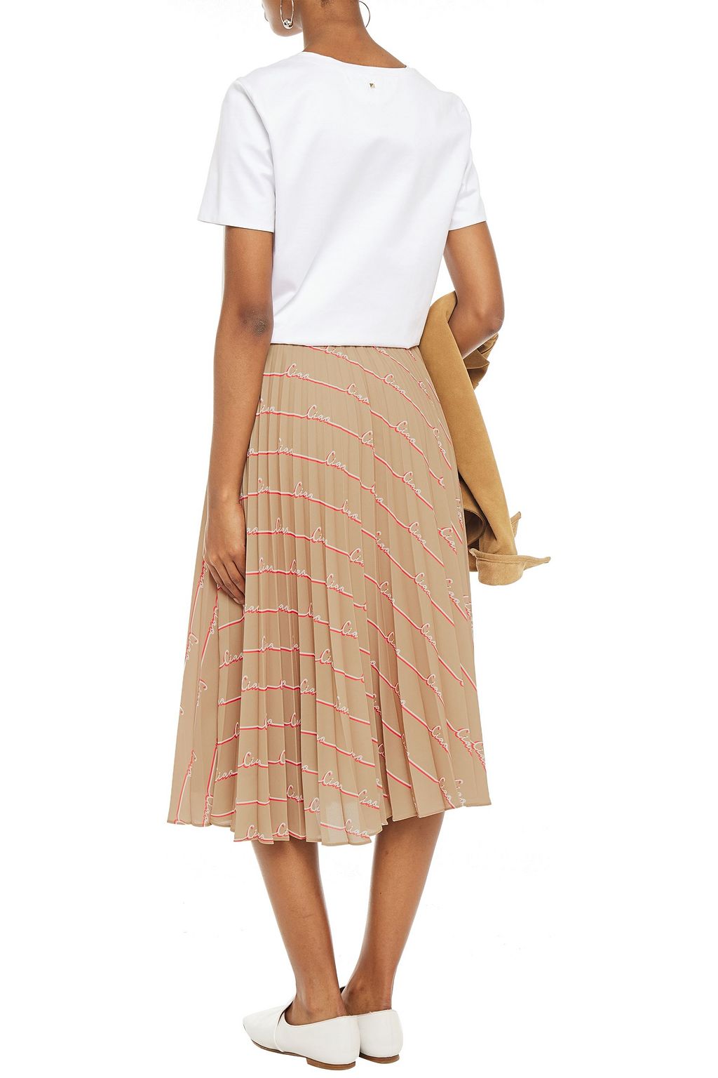 CHINTI & PARKER Pleated printed crepe midi skirt