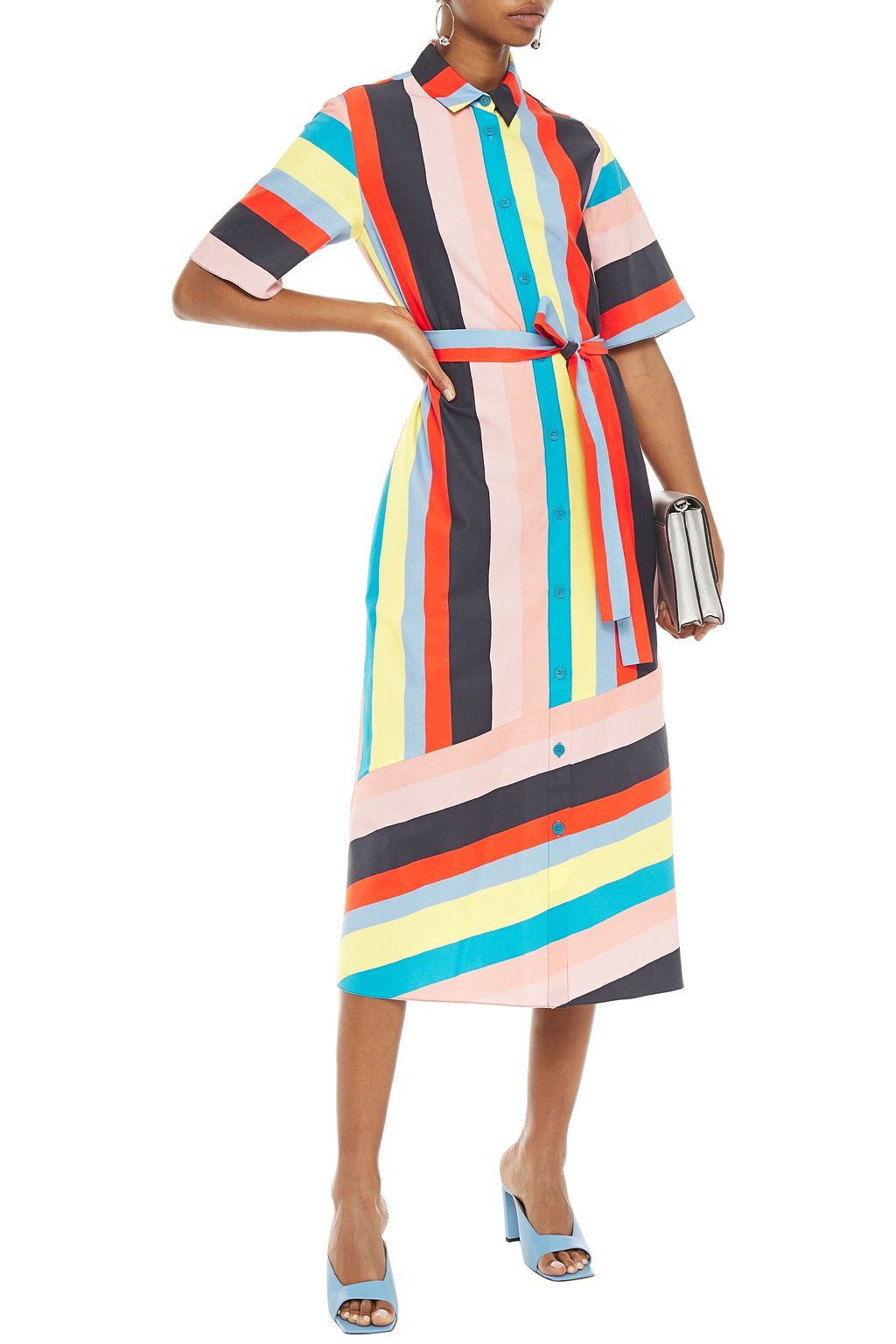 CHINTI & PARKER Striped cotton and silk-blend midi dress