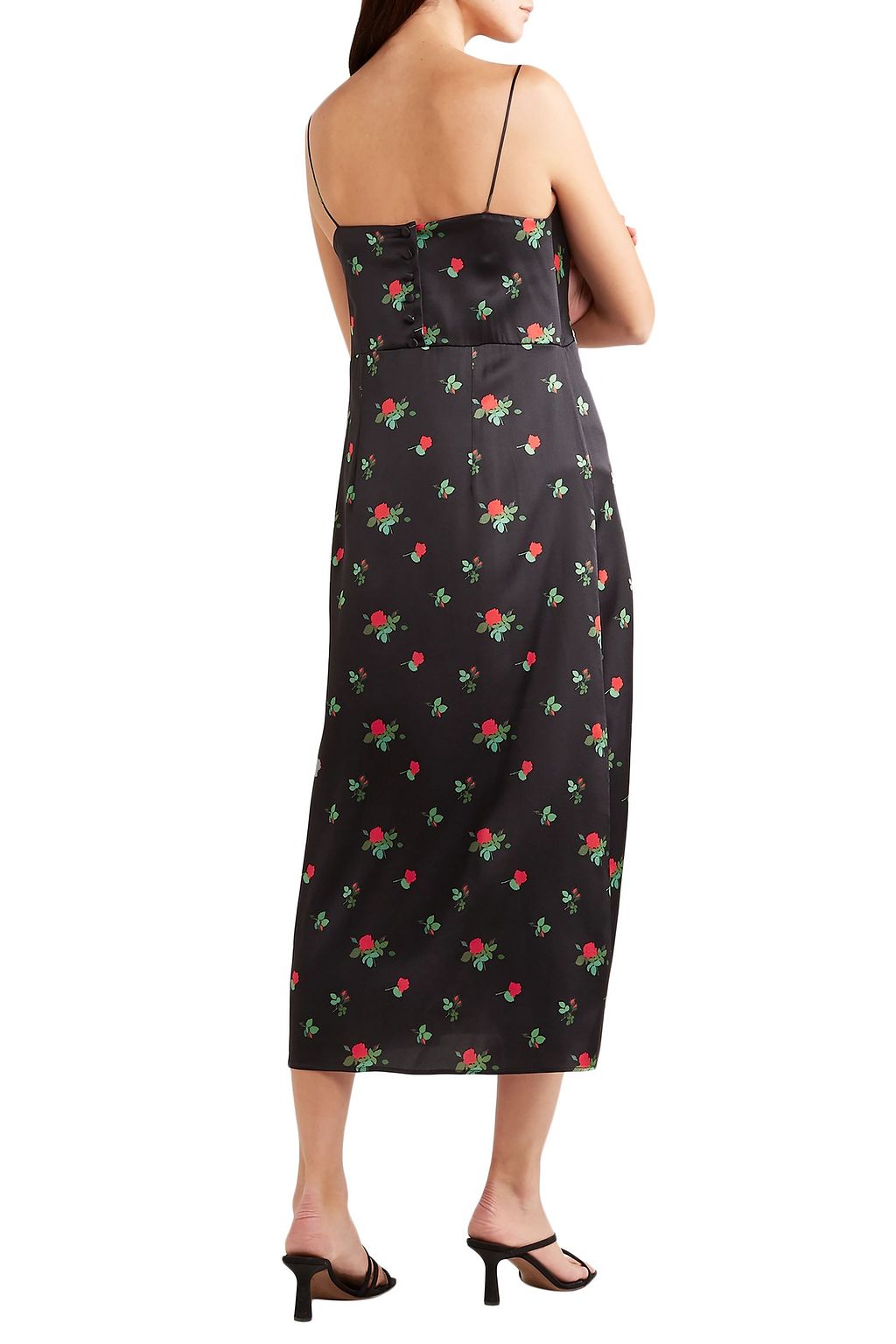 BERNADETTE Floral-print stretch-silk satin midi dress