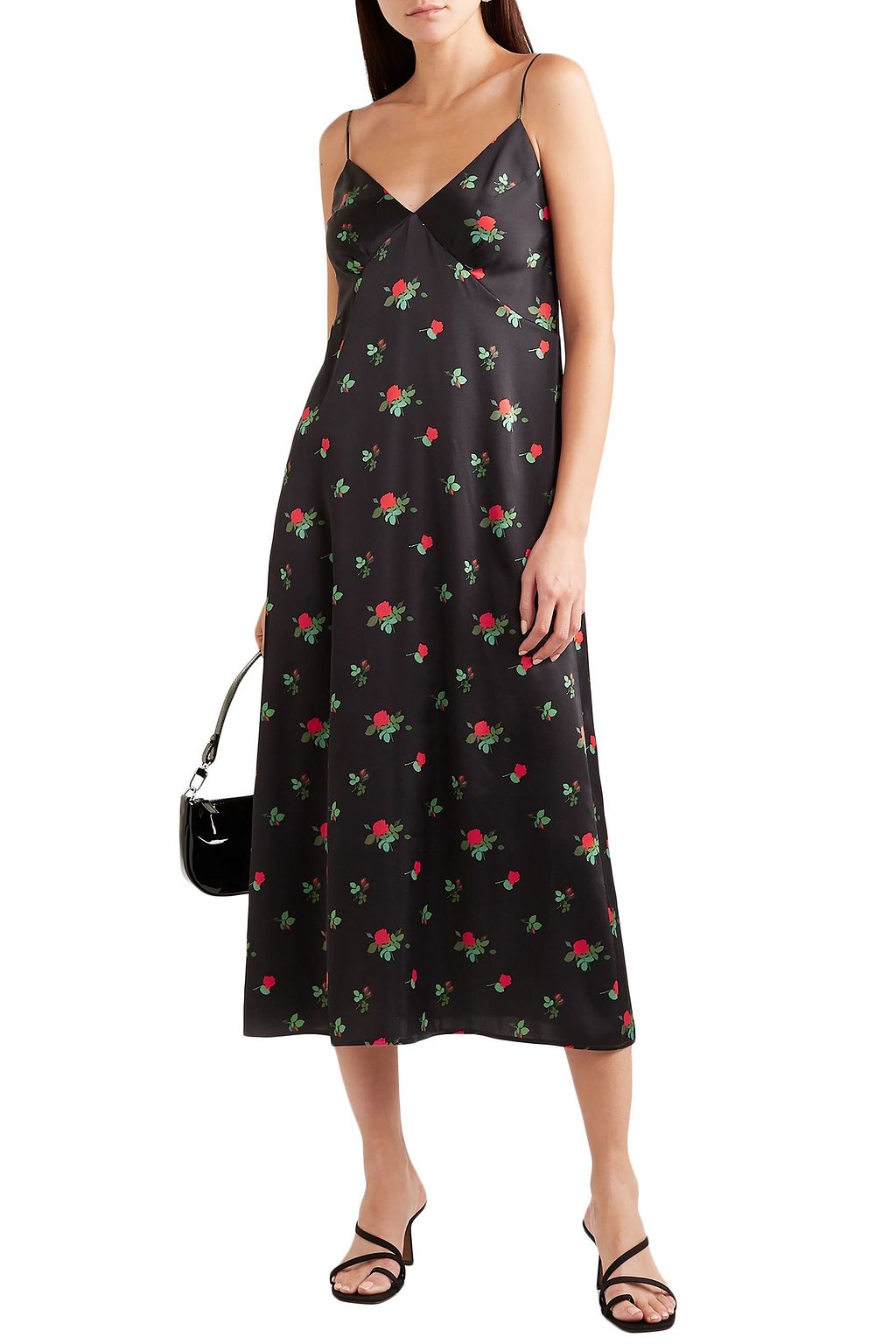 BERNADETTE Floral-print stretch-silk satin midi dress
