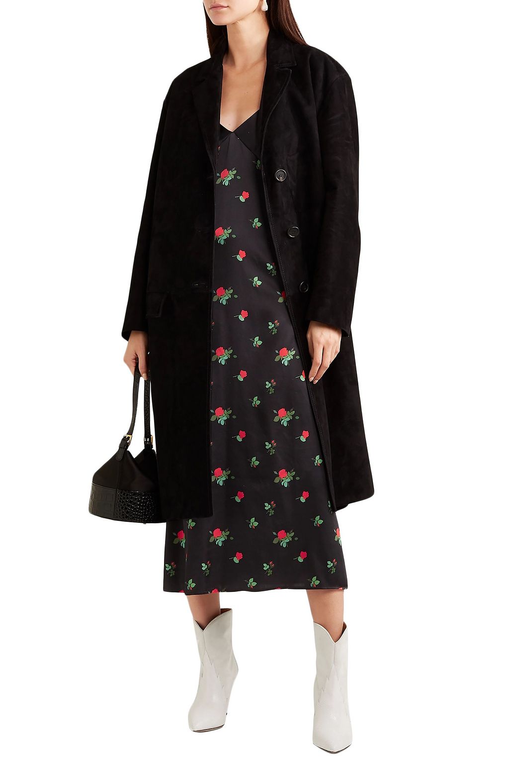 BERNADETTE Floral-print stretch-silk satin midi dress