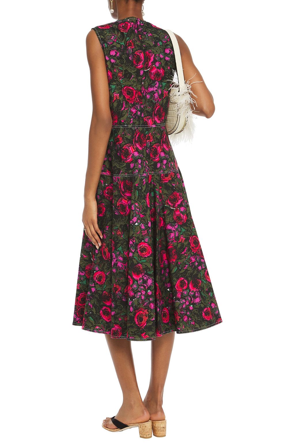 MARNI Floral-print cotton-poplin midi dress