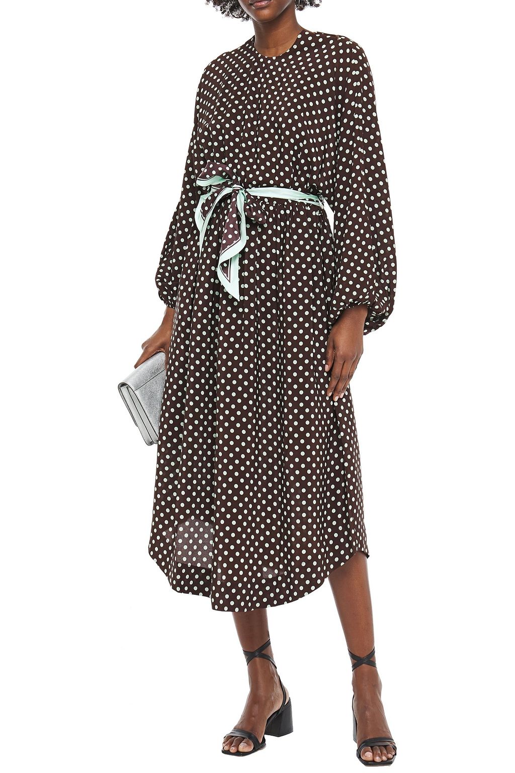 ZIMMERMANN Belted polka-dot silk-crepe midi dress