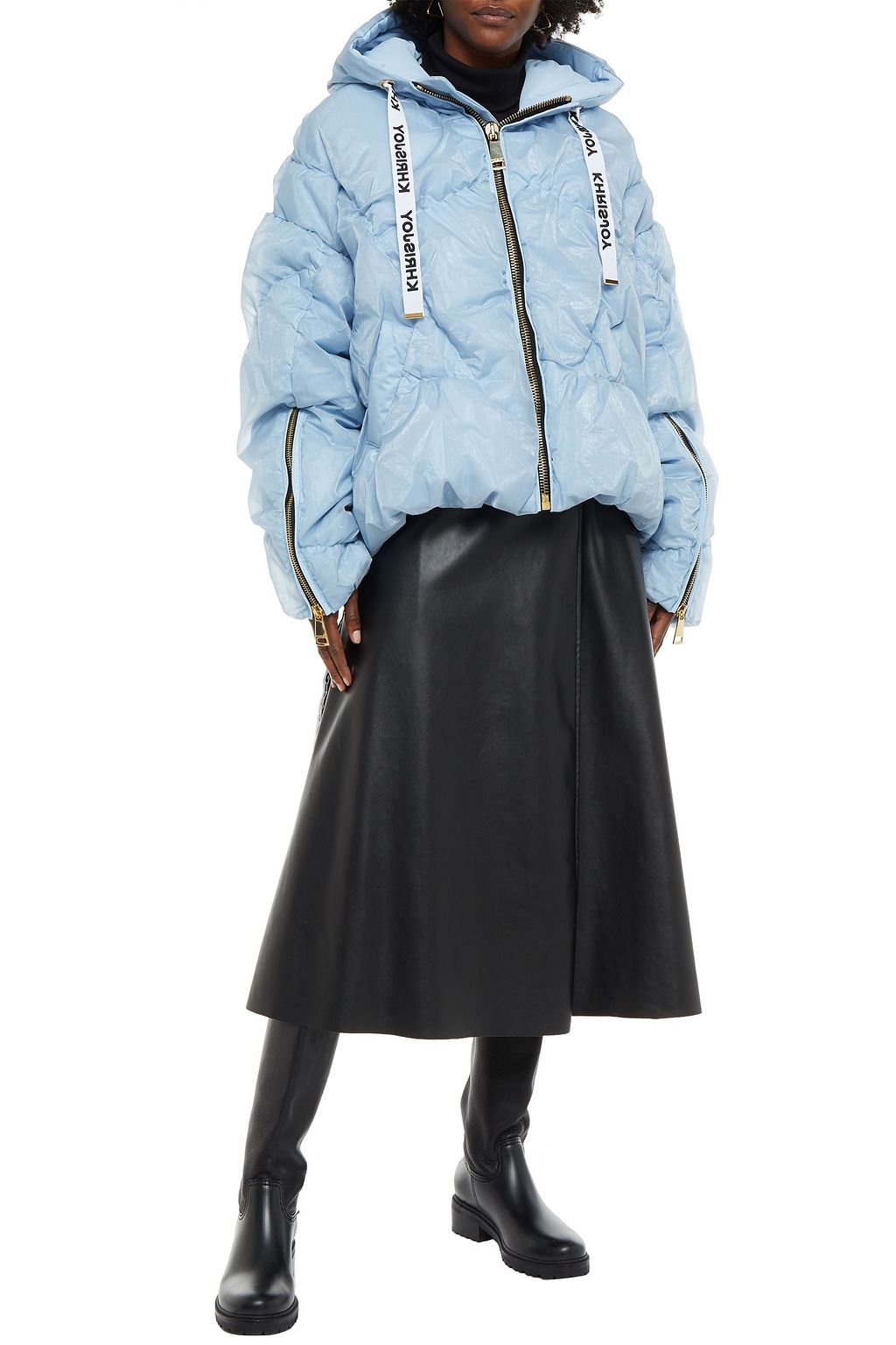 KHRISJOY Oversized quilted-organza hooded jacket
