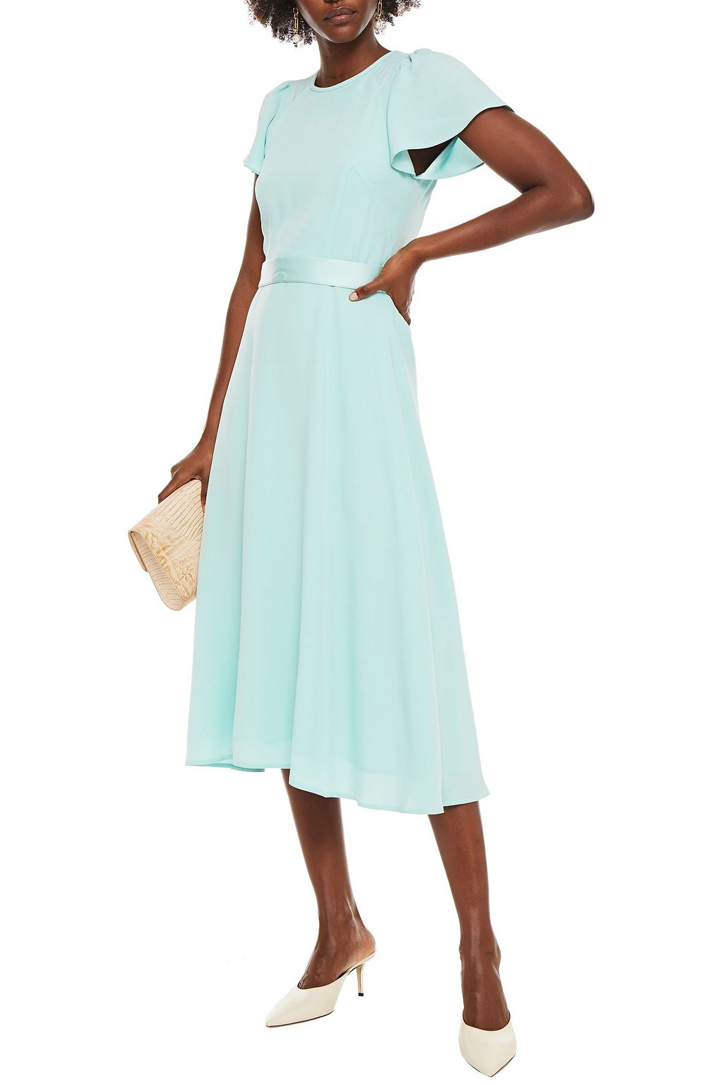 GOAT Jewel satin-trimmed crepe midi dress