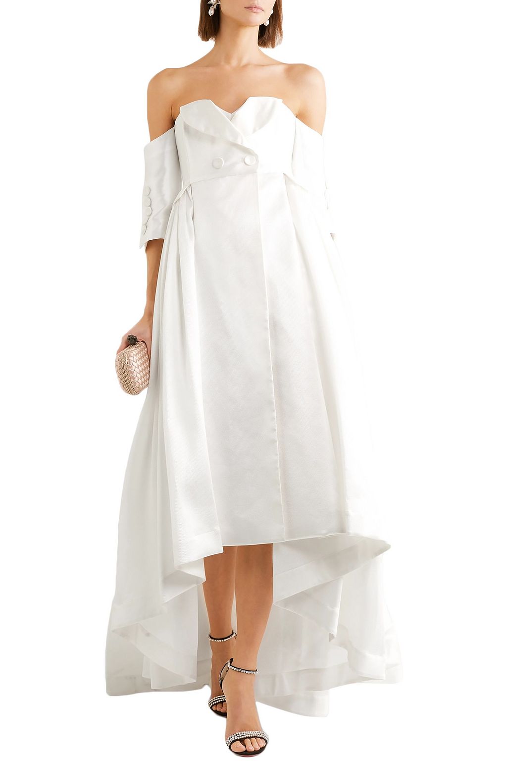 ALEXIS MABILLE オフショルダー サテンピケ ロングドレス