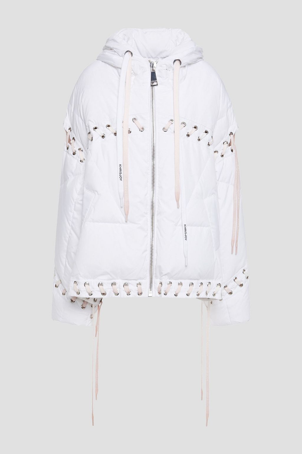 Khrisjoy - Lace-Up Quilted Shell Hooded Down Jacket White - 1