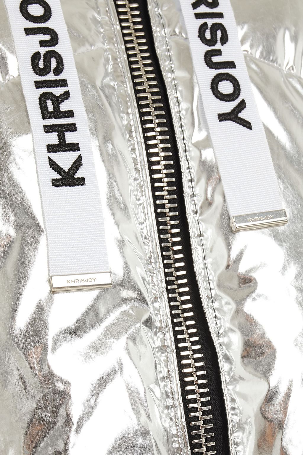KHRISJOY Quilted metallic shell hooded down jacket