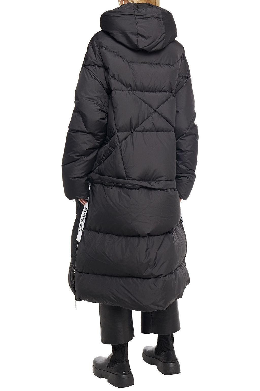 KHRISJOY Quilted shell hooded down coat