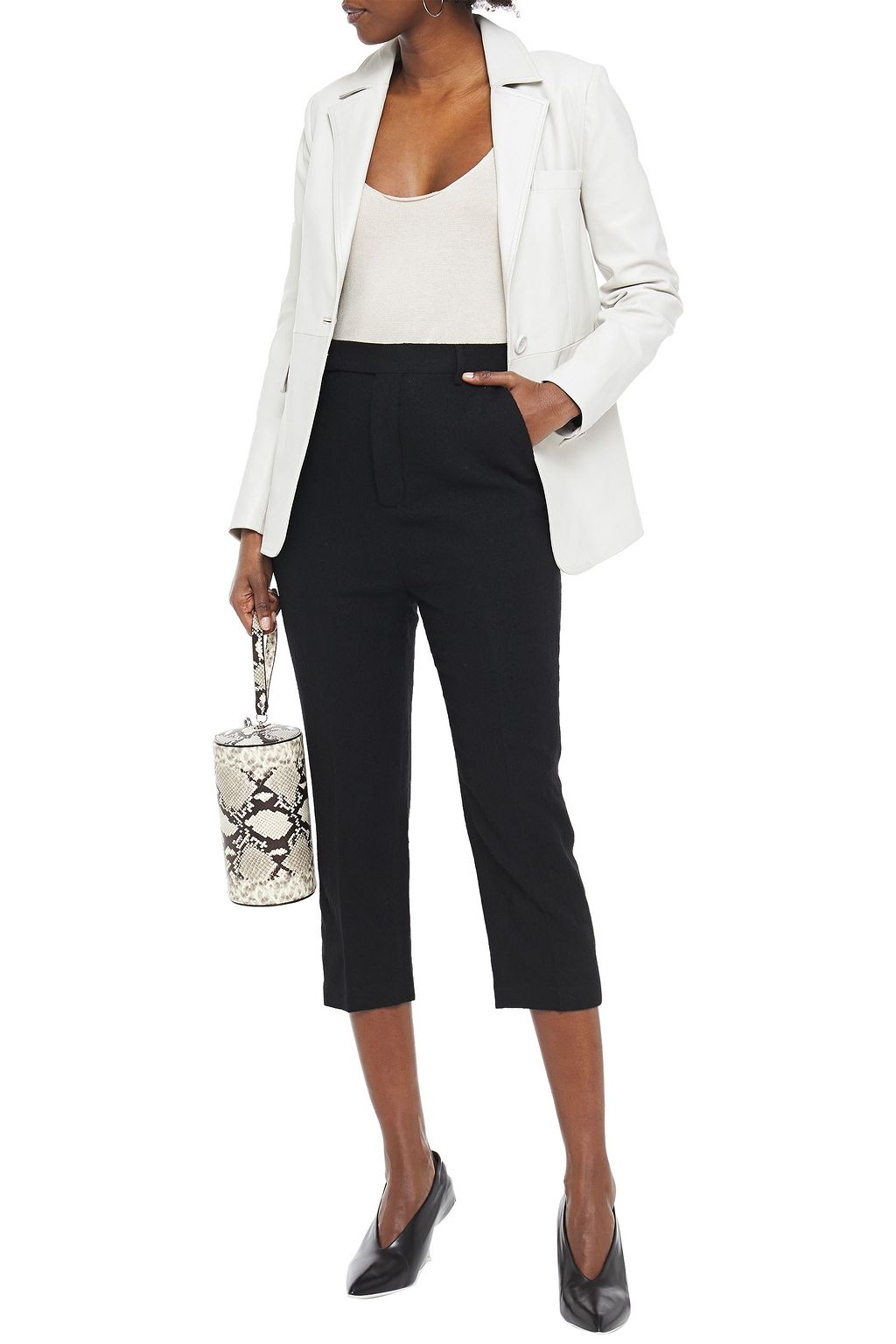 RICK OWENS Cropped brushed-wool slim-leg pants