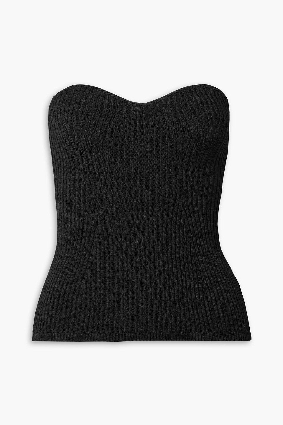 KHAITE LUCIE STRAPLESS RIBBED-KNIT TOP