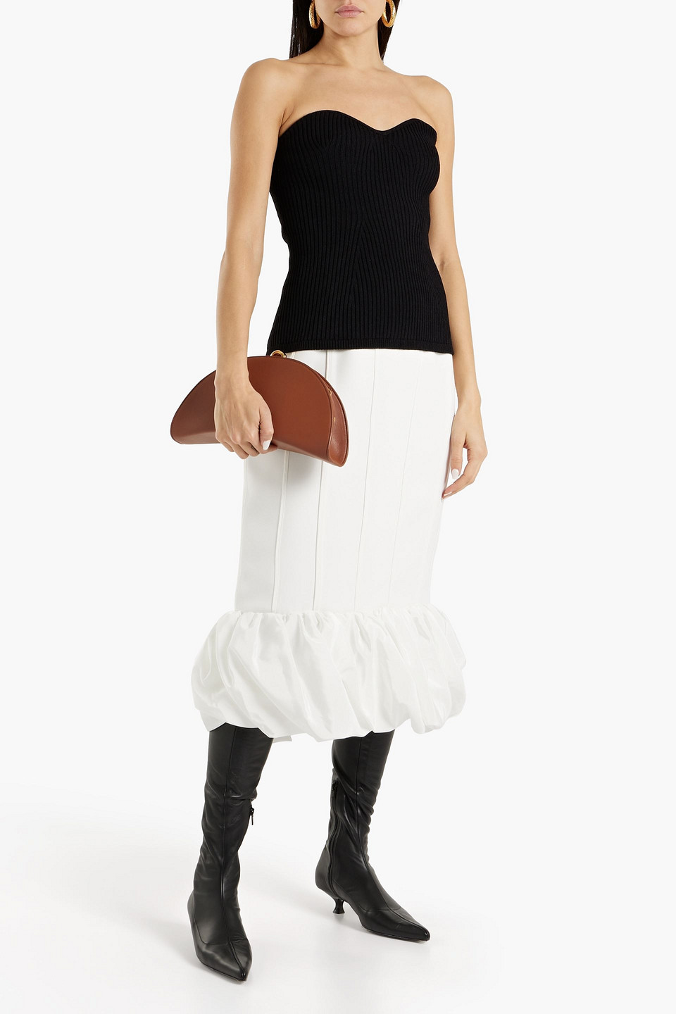 KHAITE LUCIE STRAPLESS RIBBED-KNIT TOP