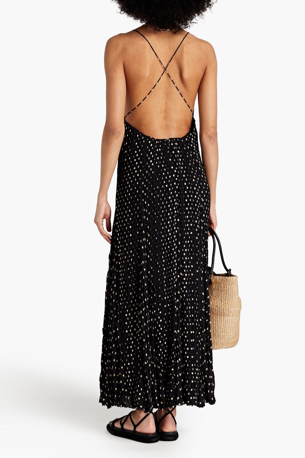 KHAITE Robin pleated polka-dot silk crepe de chine maxi dress