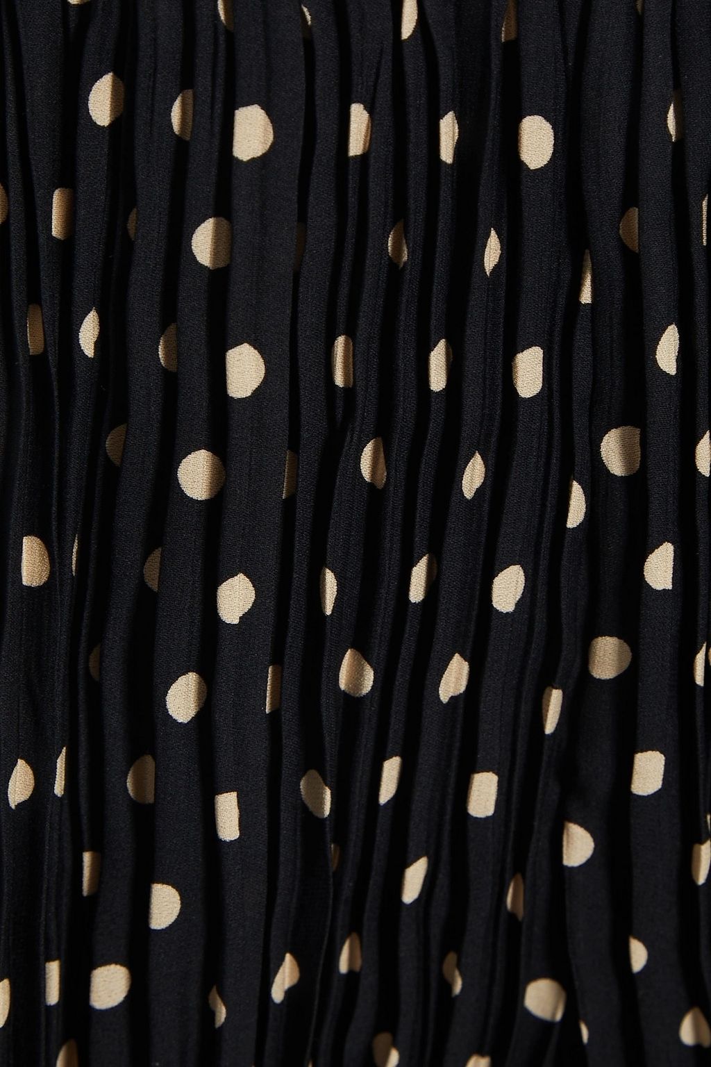 KHAITE Hilary frayed pleated polka-dot silk-crepe shorts