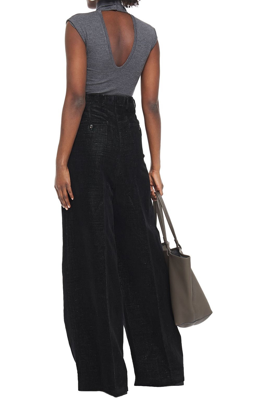 RICK OWENS Slub cotton and linen-blend wide-leg pants