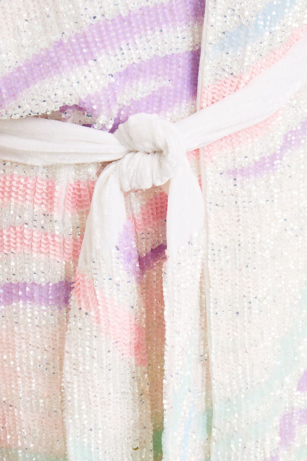 RETROFÊTE Gabrielle velvet-trimmed sequined chiffon mini wrap dress