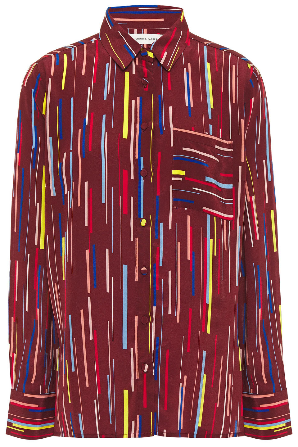 Chinti & Parker Woman Printed Silk Crepe De Chine Shirt Burgundy Size 8