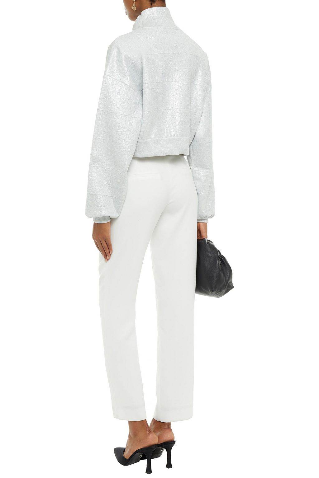 HERVÉ LÉGER Metallic knitted turtleneck top