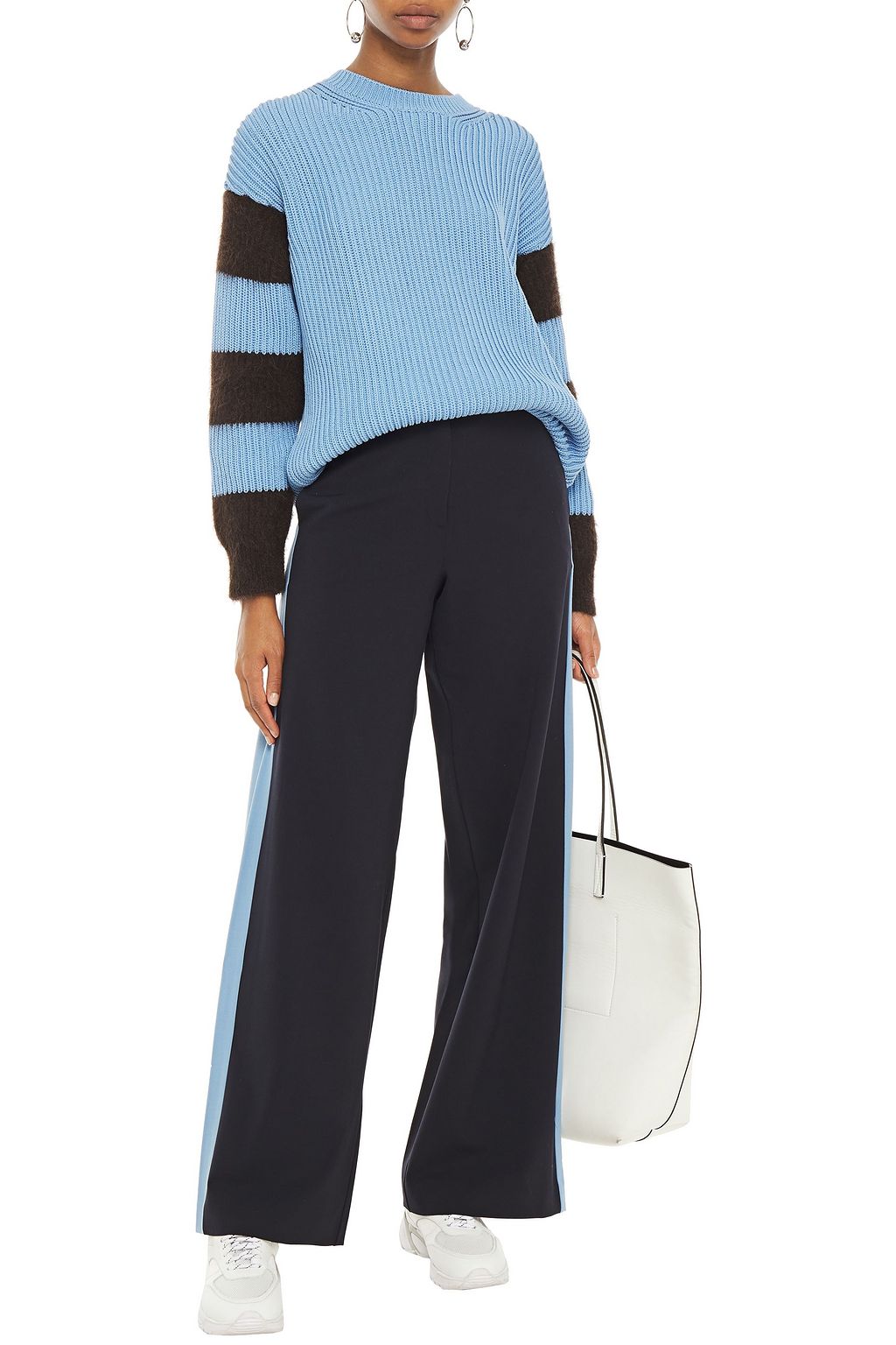 CHINTI & PARKER Ribbed striped cotton-blend sweater