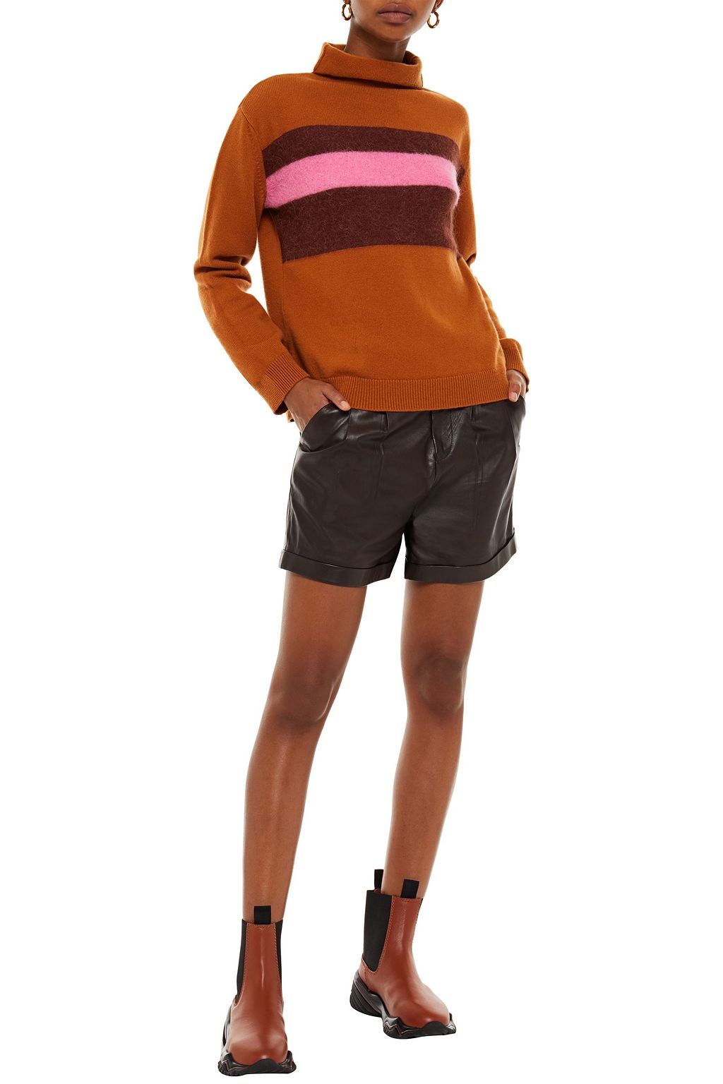 CHINTI & PARKER Color-block merino wool-blend turtleneck sweater