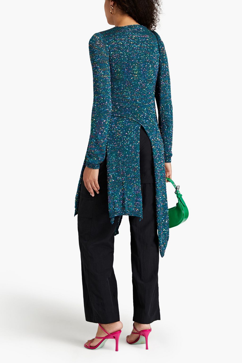 LOEWE Knotted sequined knitted top