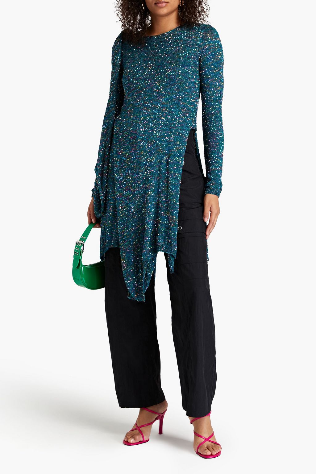 LOEWE Knotted sequined knitted top