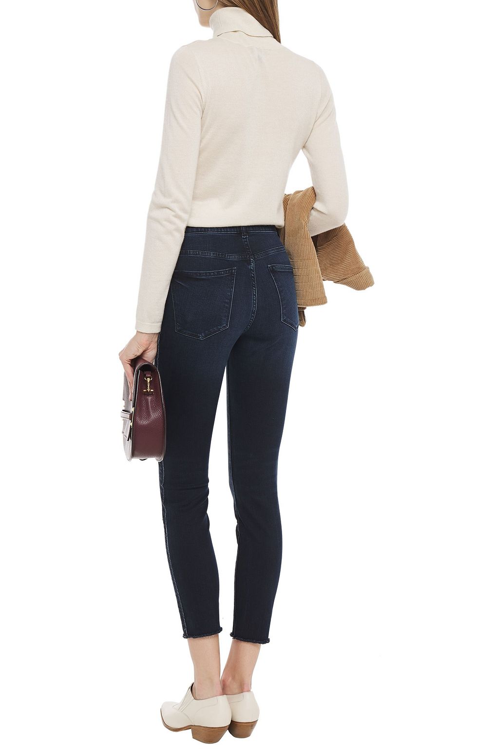 DL1961 Cropped frayed high-rise skinny jeans