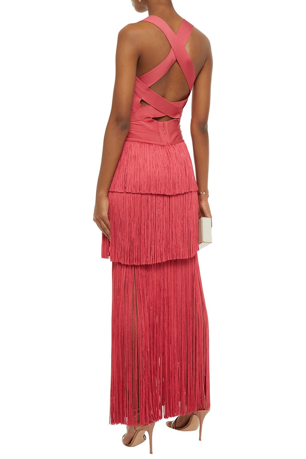 HERVÉ LÉGER Fringed bandage gown