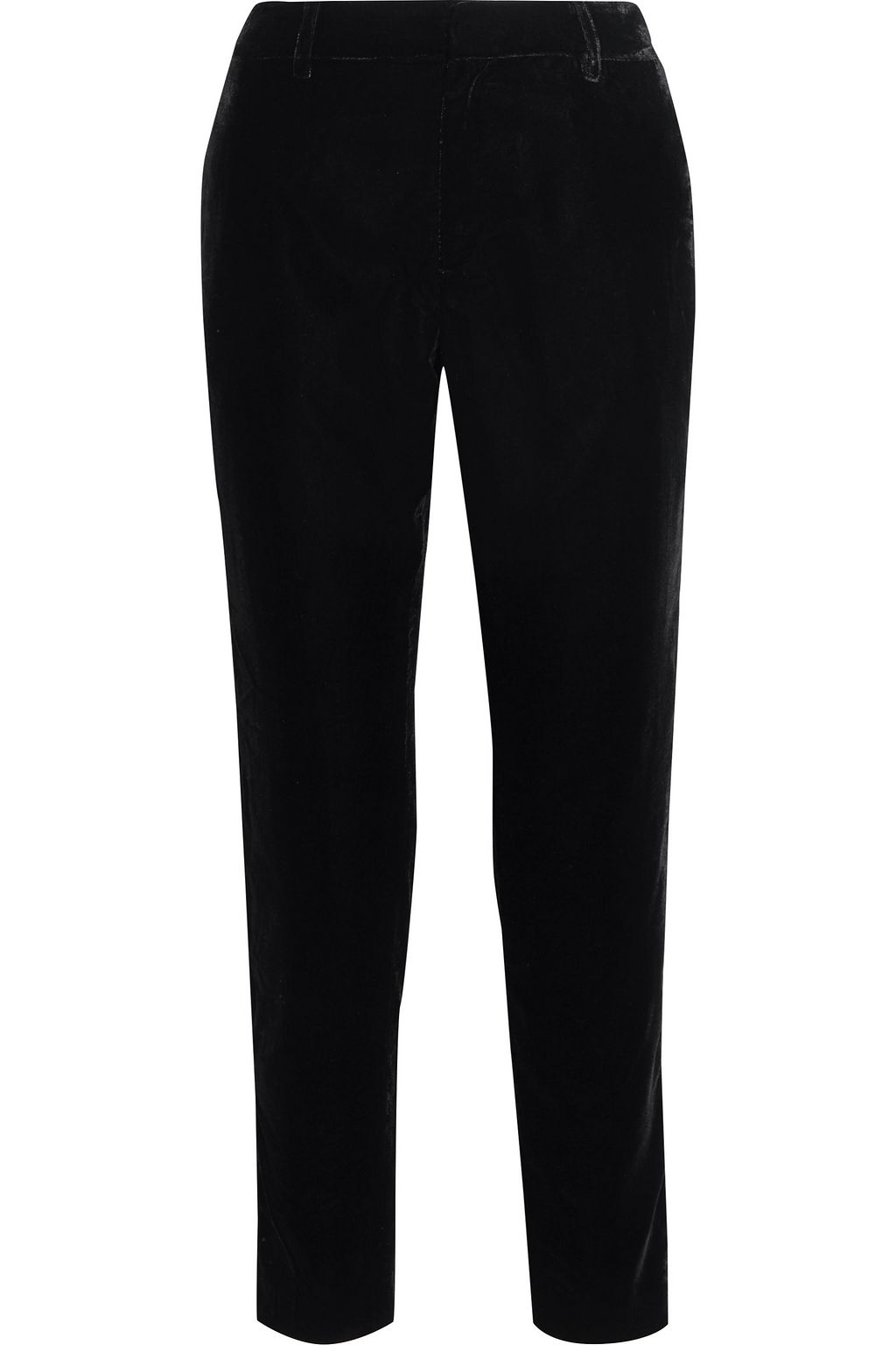 black velvet slim leg trousers