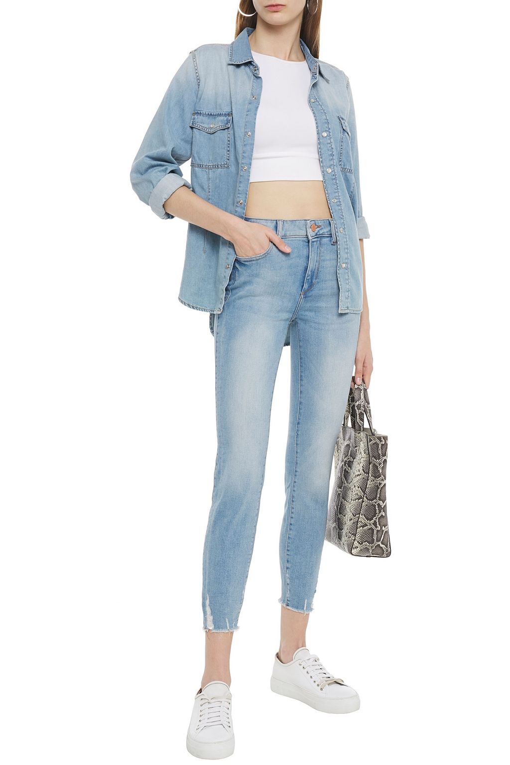 DL1961 Florence cropped distressed mid-rise skinny jeans