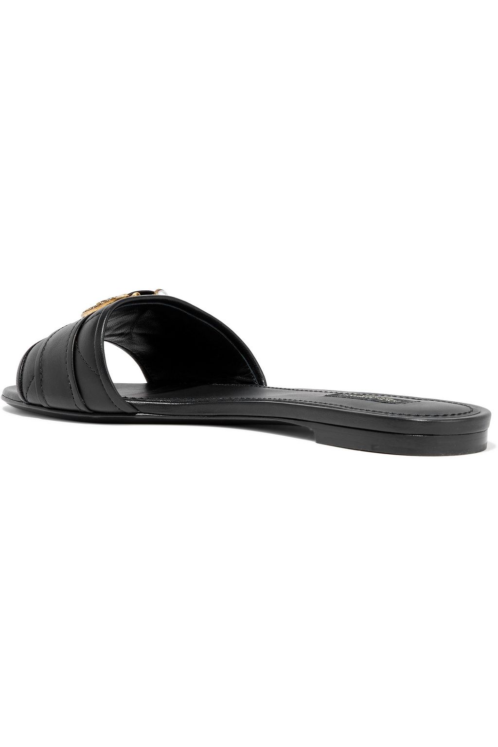 DOLCE&GABBANA Buckle-embellished quilted leather slides