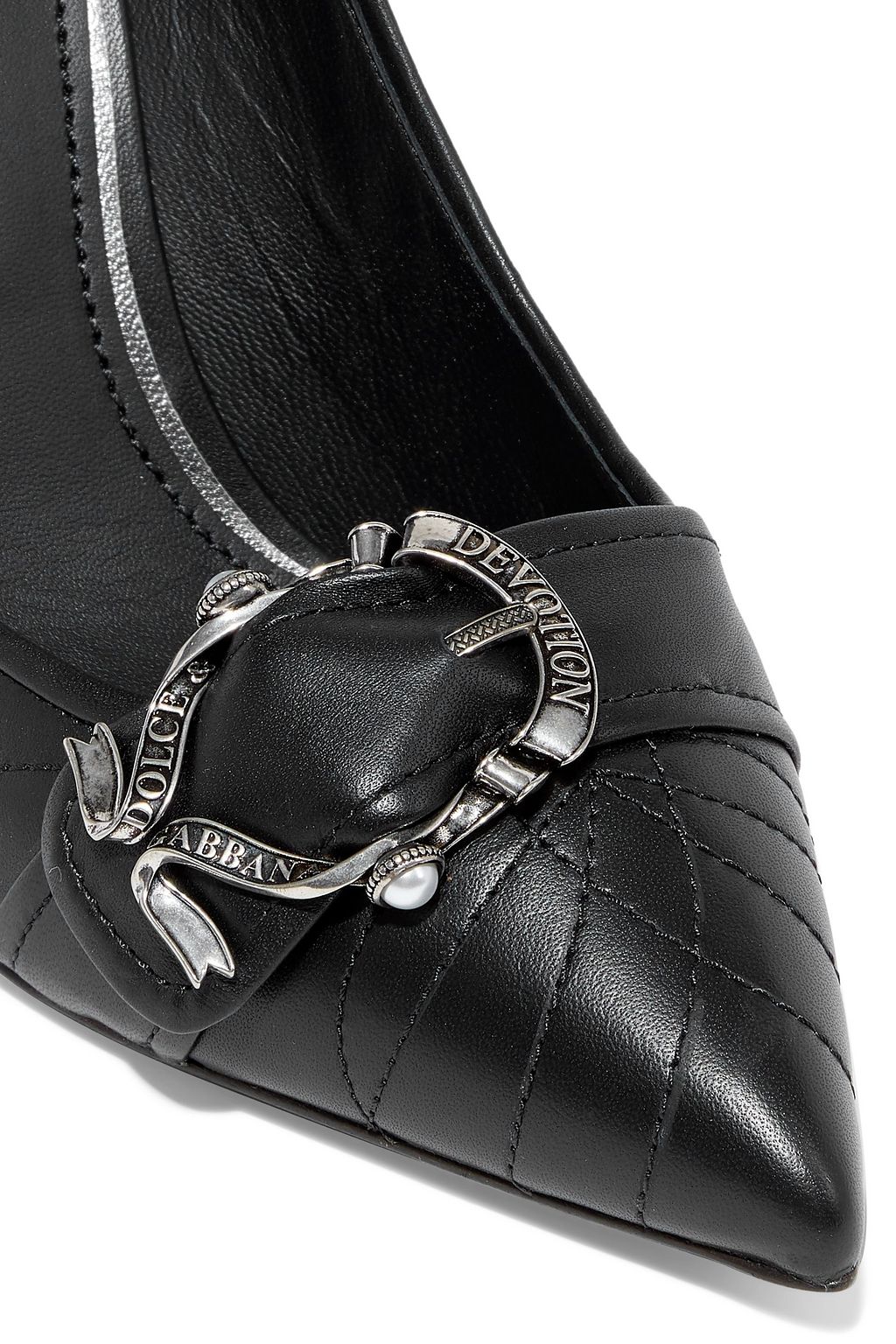 DOLCE&GABBANA Devotion buckle-embellished quilted leather pumps
