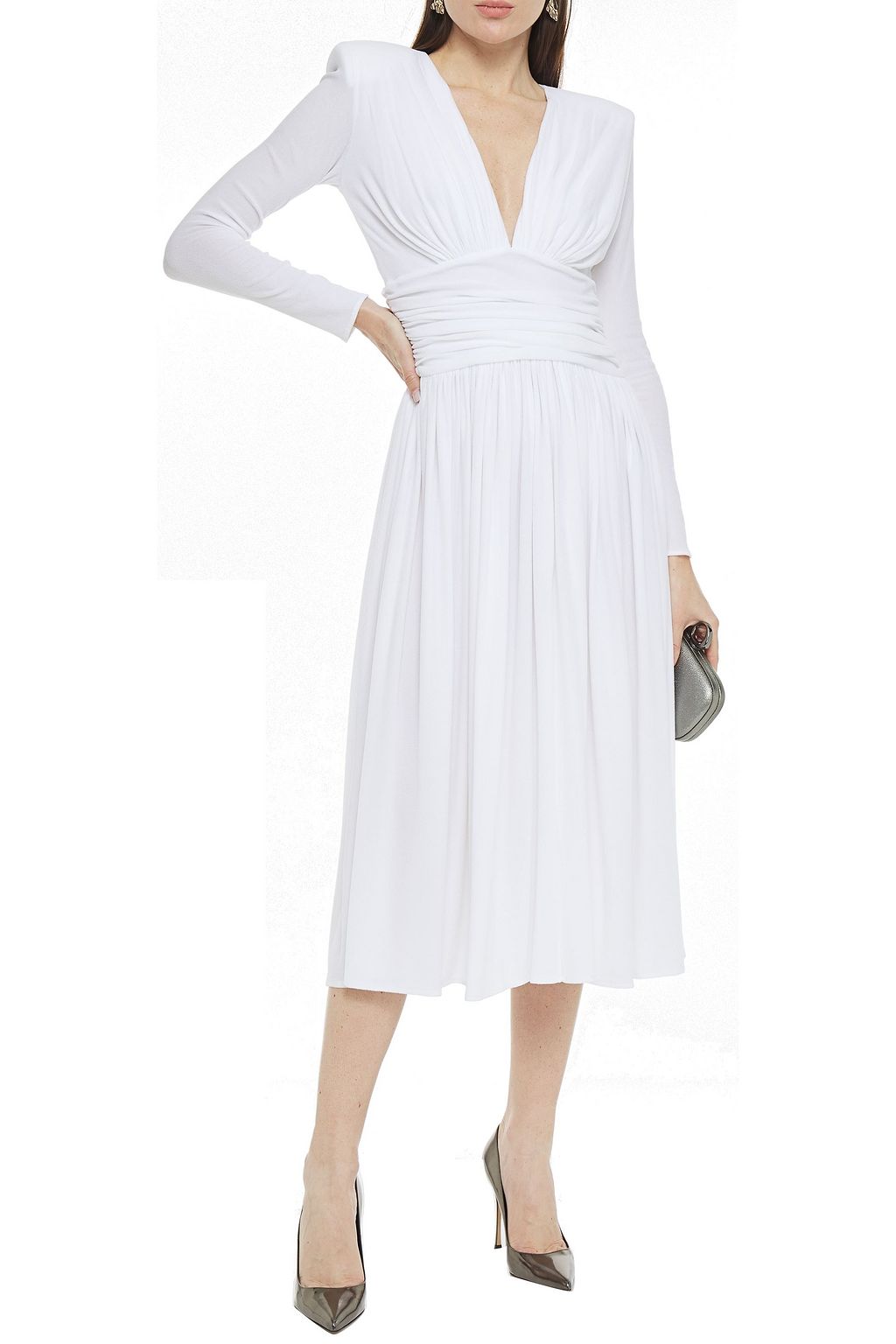 ALEXANDRE VAUTHIER Draped gathered terry midi dress