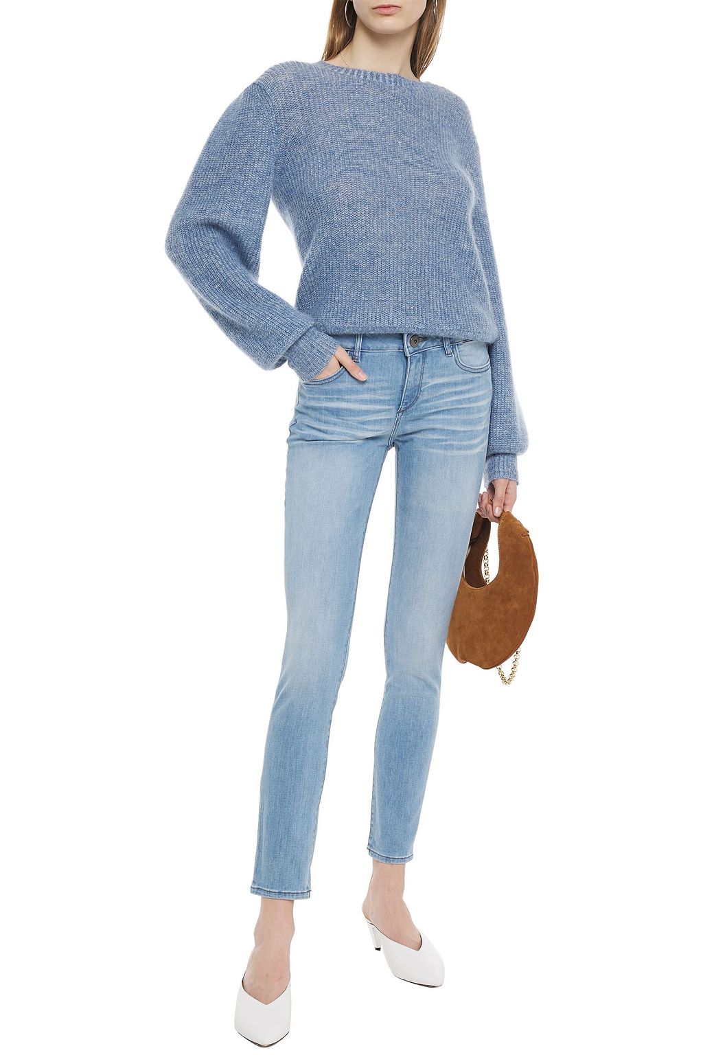 DL1961 Florence cropped crystal-embellished high-rise skinny jeans