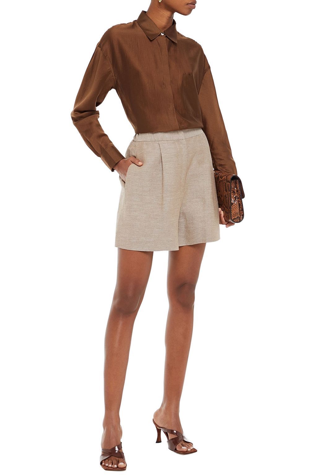 LVIR Linen and cotton-blend canvas shorts