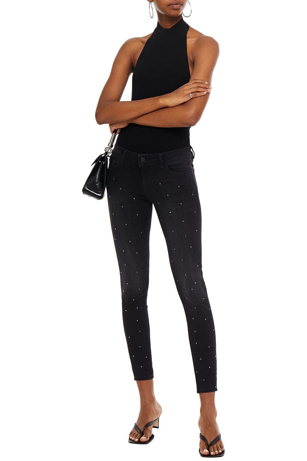 DL1961 Emma crystal-embellished low-rise skinny jeans