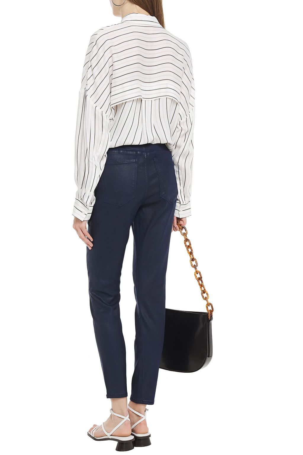DL1961 Emma cropped coated low-rise skinny jeans