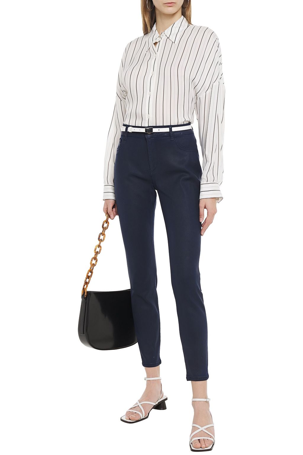 DL1961 Emma cropped coated low-rise skinny jeans
