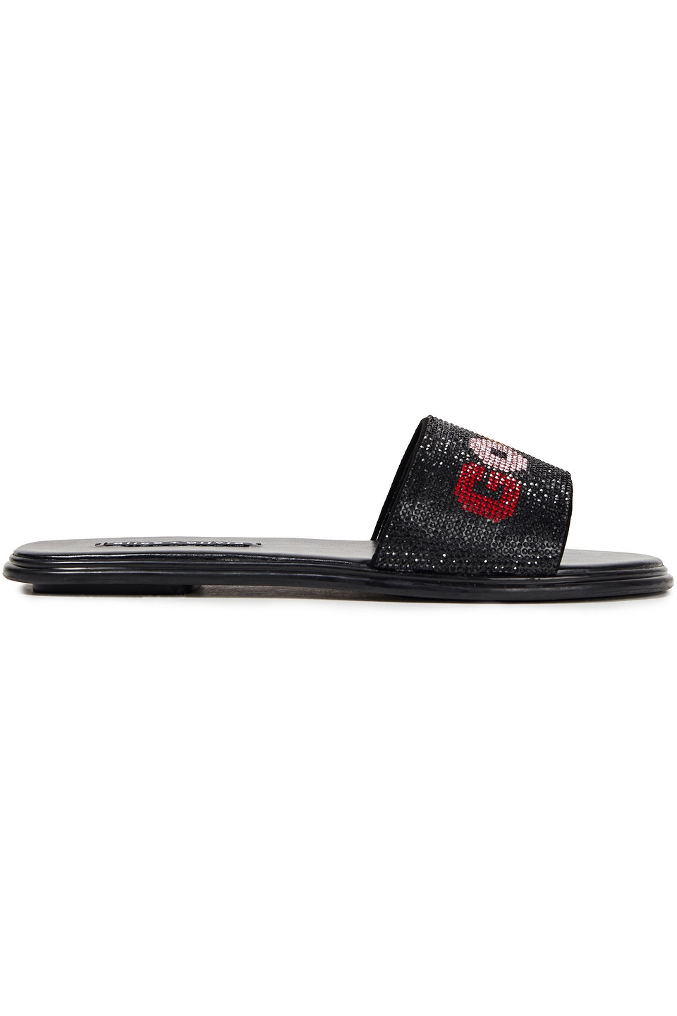 Alice + Olivia Woman Tatumn Crystal-embellished Leather Slides Black Size 37