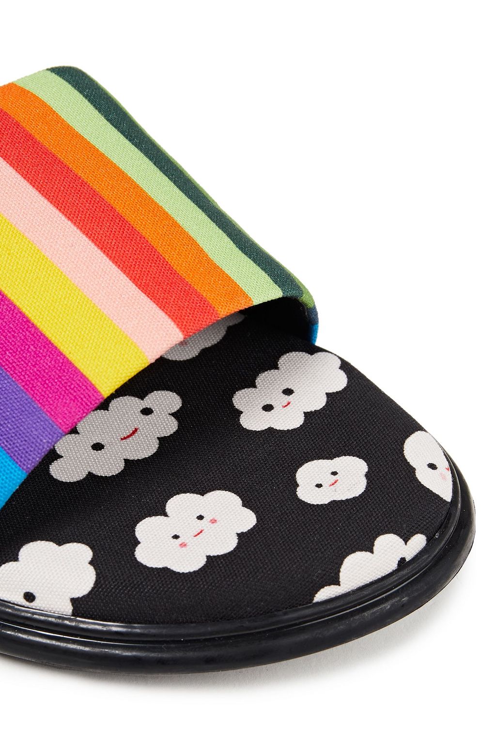 ALICE + OLIVIA Taleen Pantoletten aus Baumwoll-Canvas mit Streifen