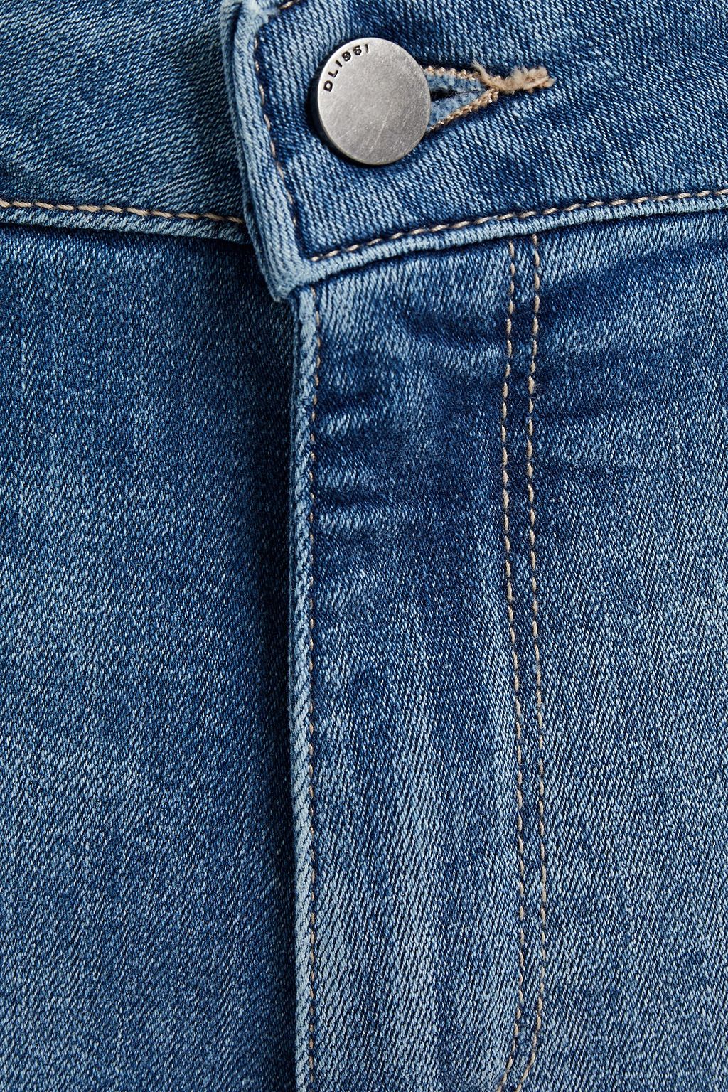 DL1961 Mara frayed mid-rise straight-leg jeans