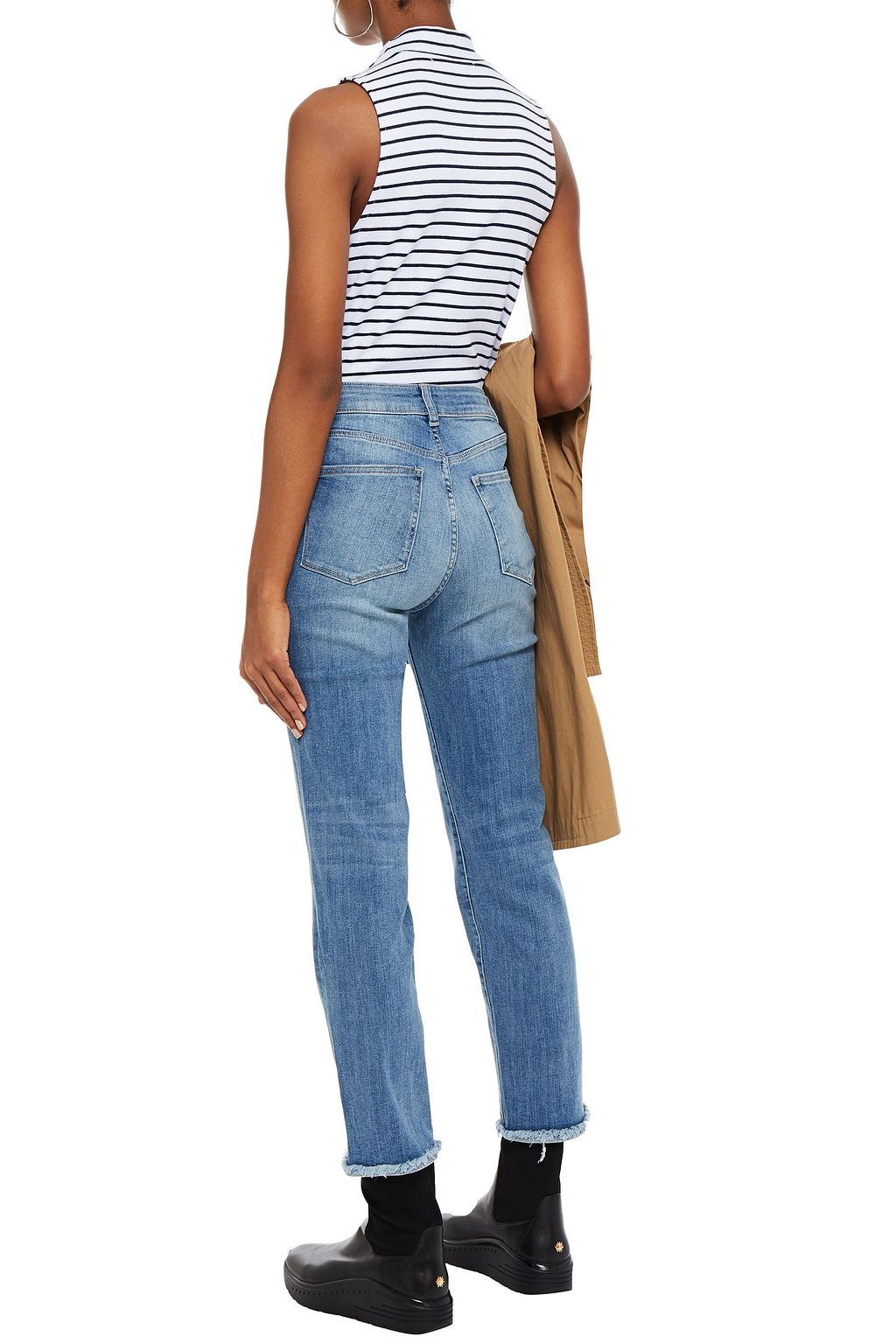 DL1961 Mara frayed mid-rise straight-leg jeans