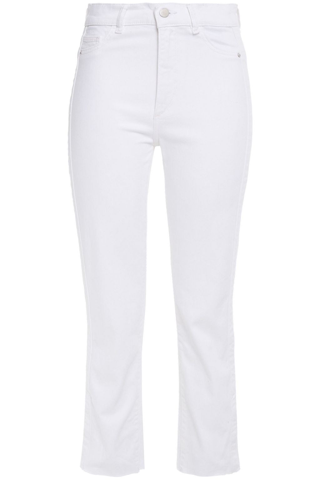 high rise straight leg jeans white