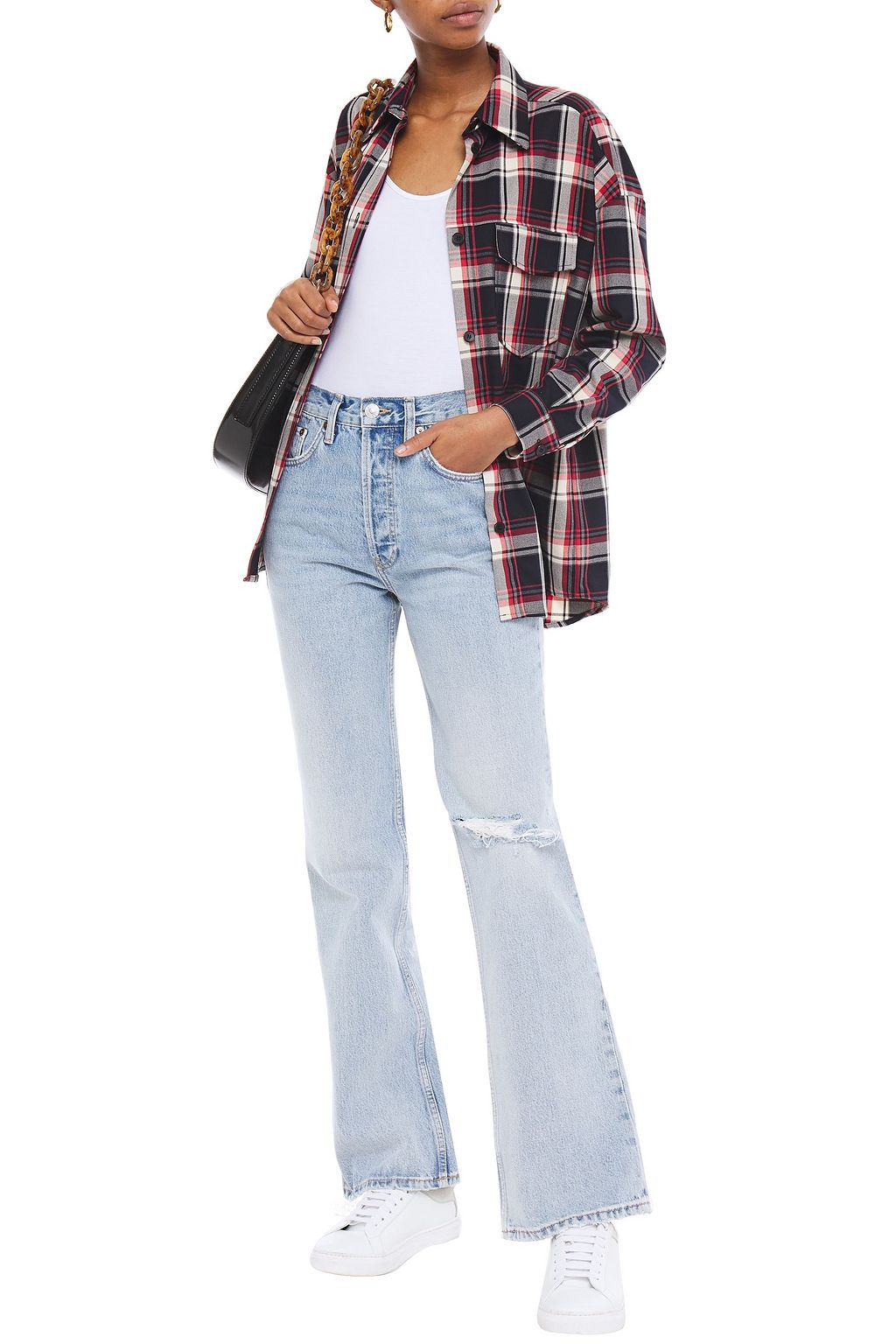 RE/DONE Distressed mid-rise bootcut jeans