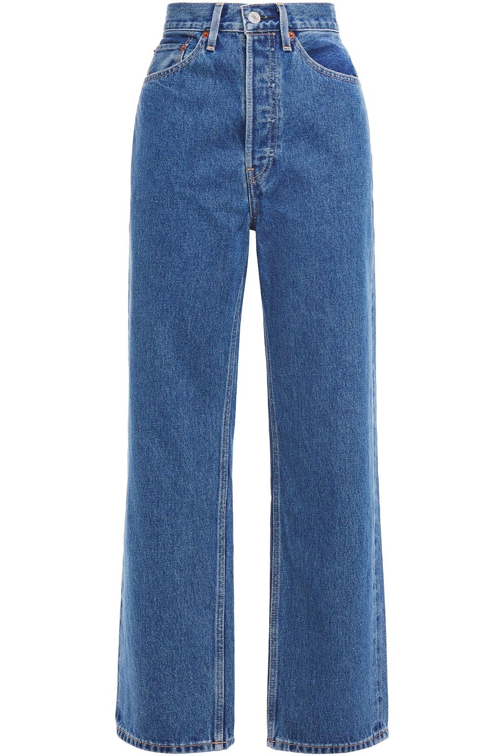ladies mid rise straight leg jeans