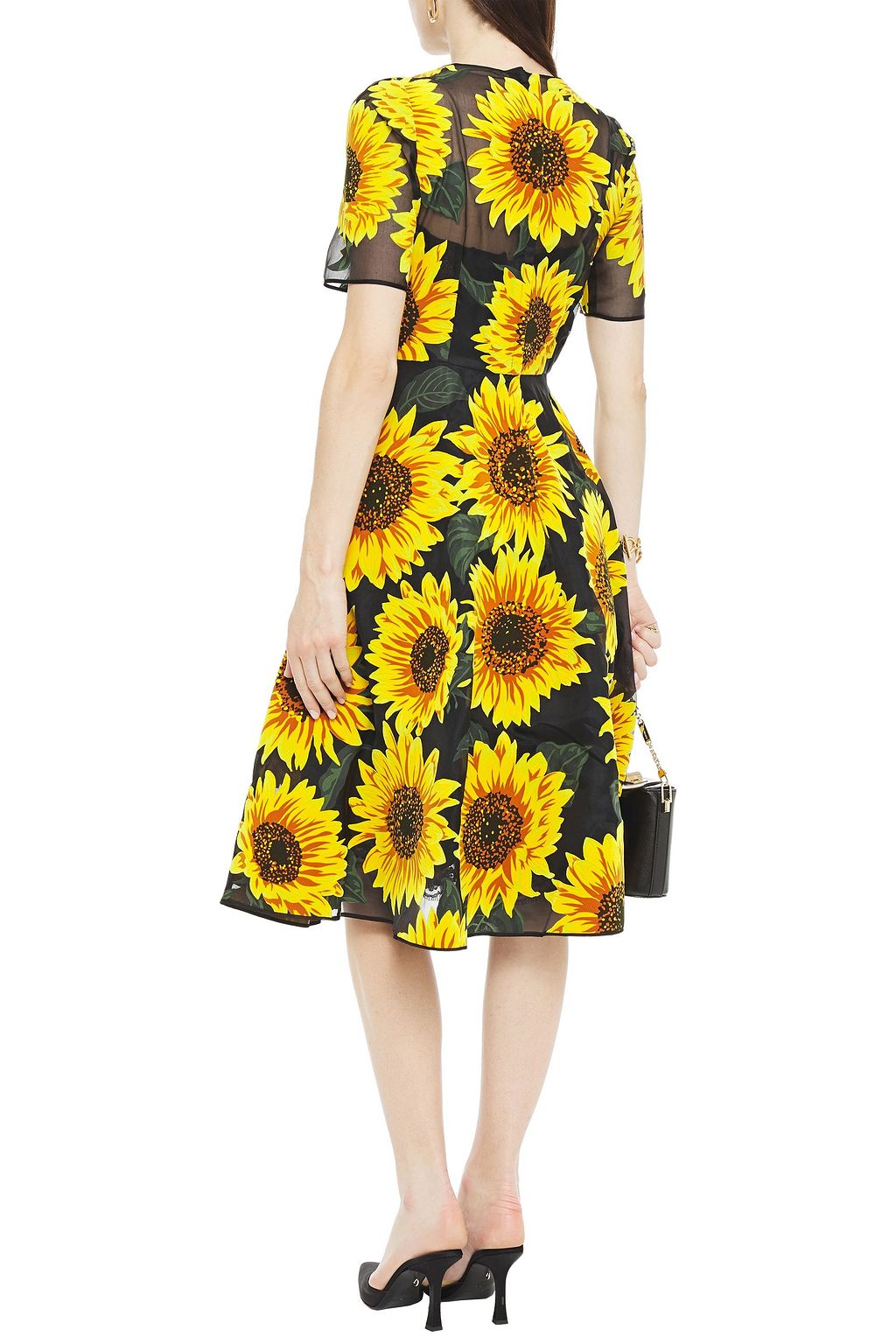 DOLCE&GABBANA Flocked floral-print organza midi dress
