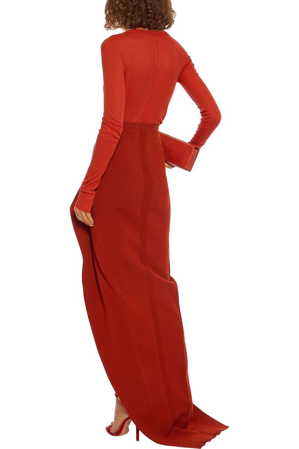 RICK OWENS Grace split-front draped stretch-knit maxi skirt